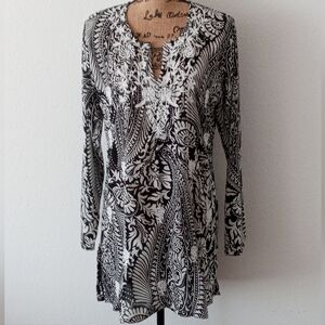 La Blanca Floral Paisley Embroidered Tunic Swim Cover Up Size S